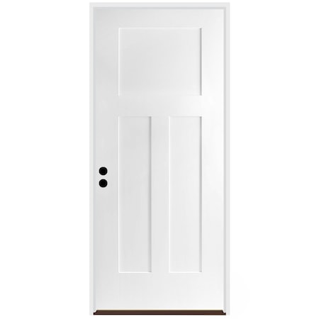 Codel Doors 36" x 80" Primed White Shaker Exterior Fiberglass Door 3068RHISPSF3PSHK491615B